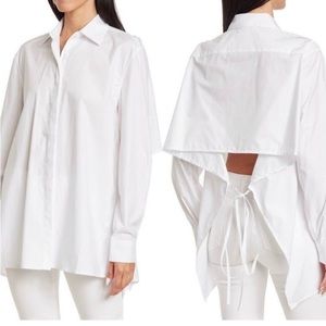 Ronny Kobo Kayla Open Back Button Down Tie Cut Out Shirt Top Blouse Medium